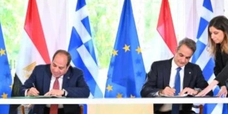 الرئيس السيسى ورئيس وزراء اليونان يوقعان إعلان الشراكة الاستراتيجية بين البلدين